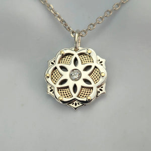 Two-Tone Layered Mandala Diamond Pendant