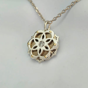 Two-Tone Layered Mandala Diamond Pendant