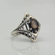 Load image into Gallery viewer, Sterling Silver Knightly Inspiration 8x6mm Smoky Quartz Ring
