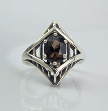 Load image into Gallery viewer, Sterling Silver Knightly Inspiration 8x6mm Smoky Quartz Ring
