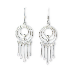 Sterling Silver Estate Art-Deco Geometric Kinetic Earrings