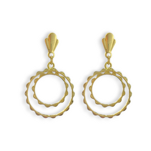 14K Yellow Estate Gold Minimalist Scalloped Earrings