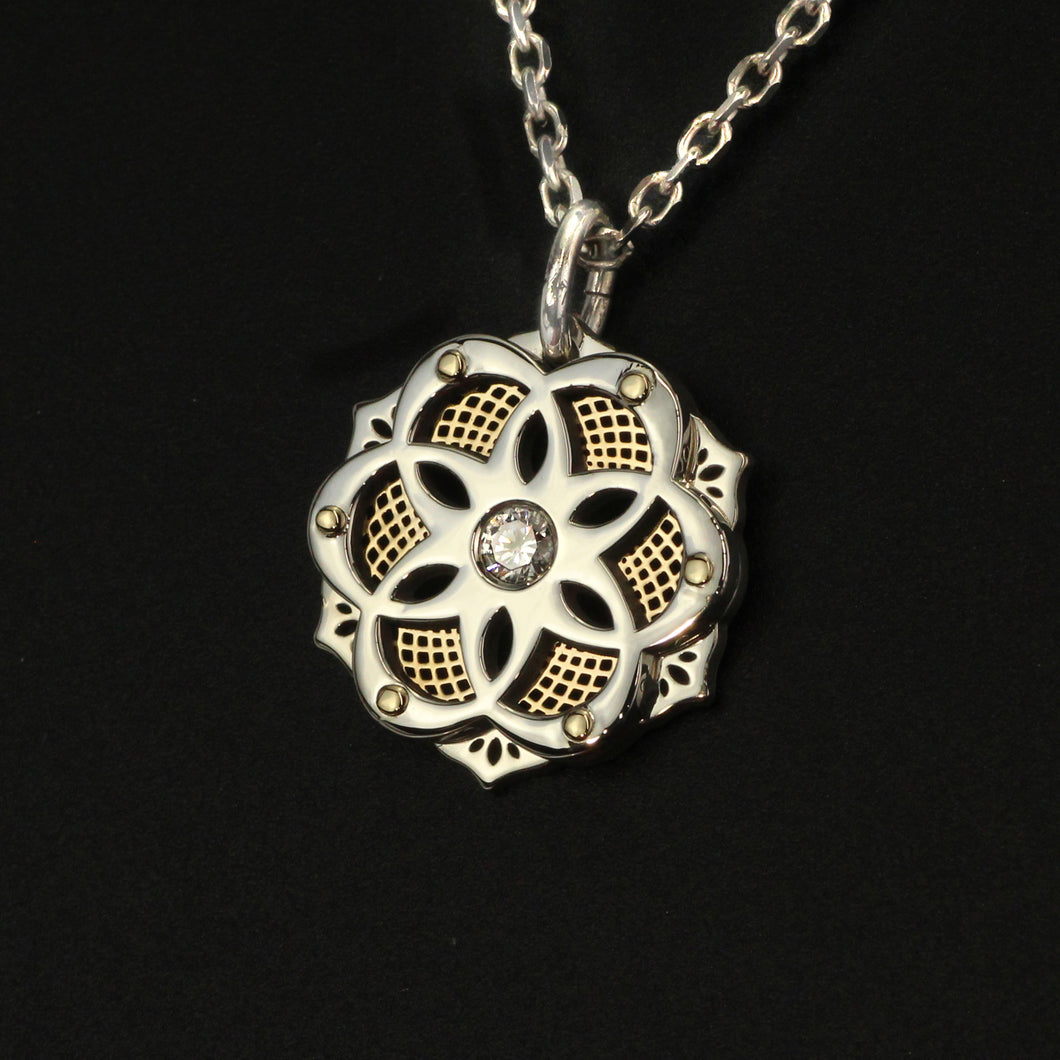 Two-Tone Layered Mandala Diamond Pendant