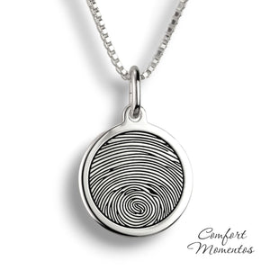 Round Fingerprint Necklace - Silver