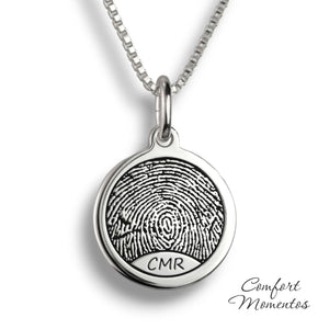 Round Fingerprint Necklace - Silver