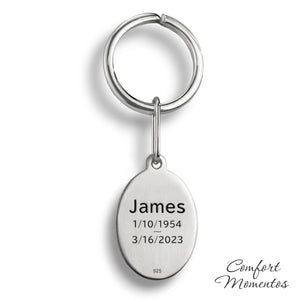 Oval Fingerprint Keychain - Silver