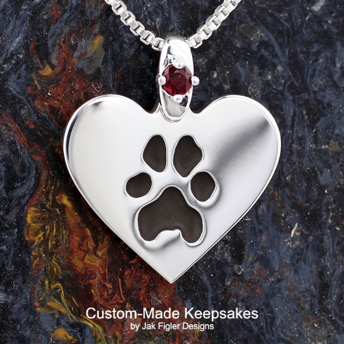 Personalised Paw Print Charm Necklace in Silver or Solid Gold - Hold upon  Heart